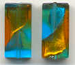 Aqua, Topaz, Gold Foil Abstract Rectangles